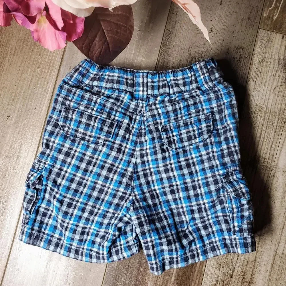 Gymboree Blue Plaid Casual Boy Shorts Size 3-6 Months EUC